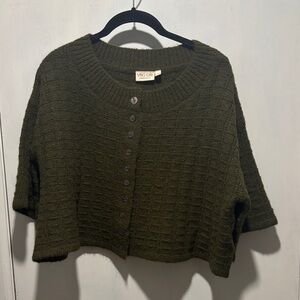 VRG GRL Hailey knit crop button down scoop neck sweater